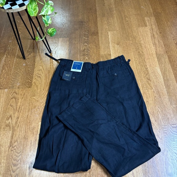 NWT women’s Black 100% linen drawstring pants wide leg. Sz M sustainable - Picture 4 of 11